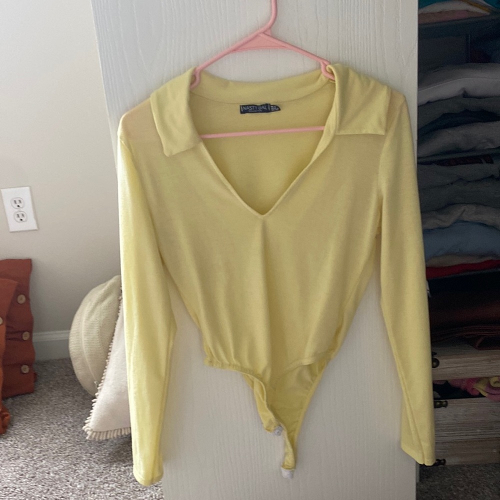 Nasty gal bodysuit yellow collar